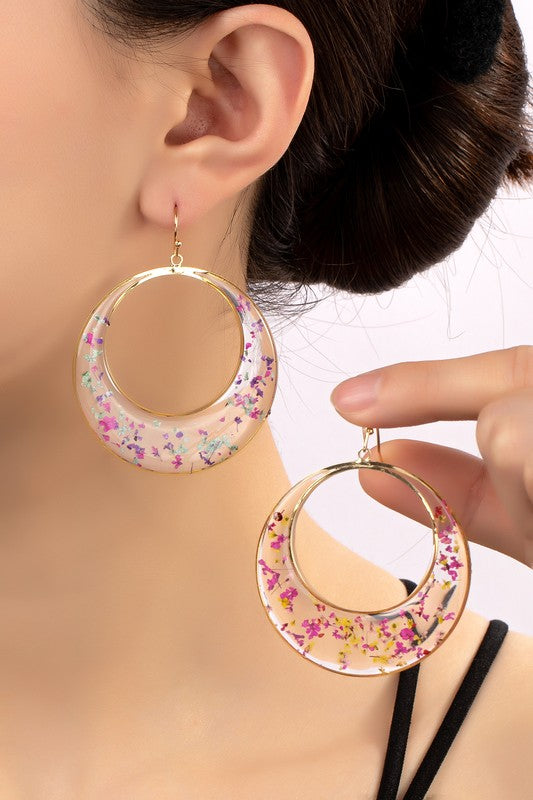 Dried Flower Hoop Earrings