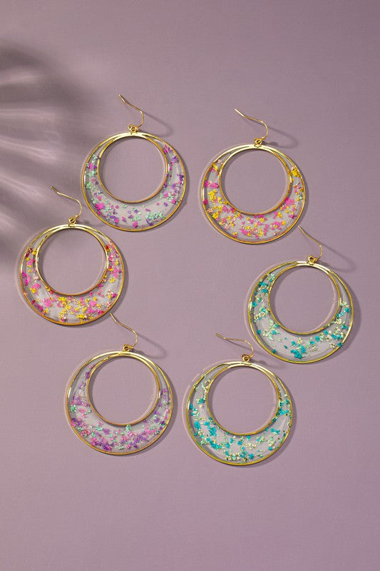 Dried Flower Hoop Earrings