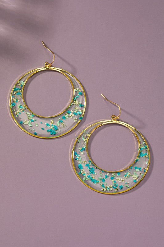 Dried Flower Hoop Earrings