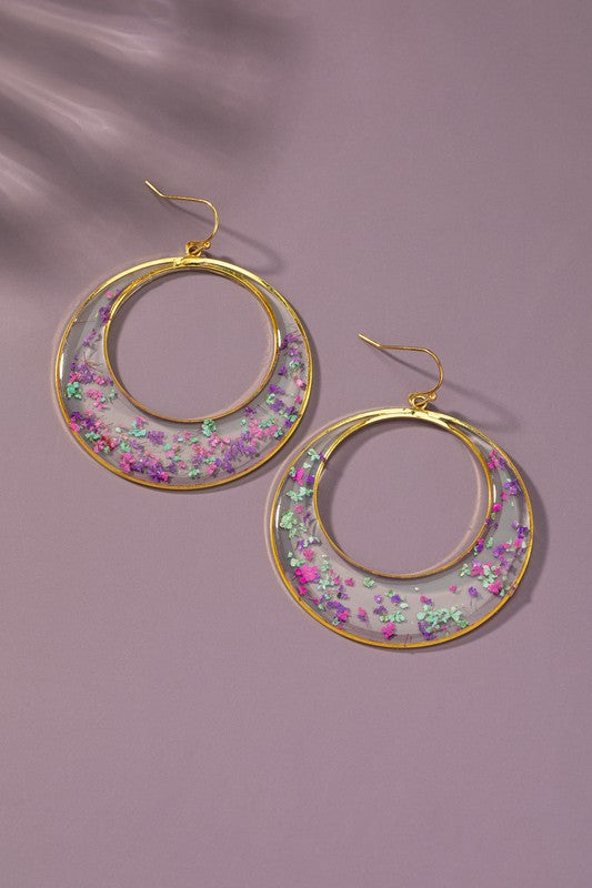 Dried Flower Hoop Earrings