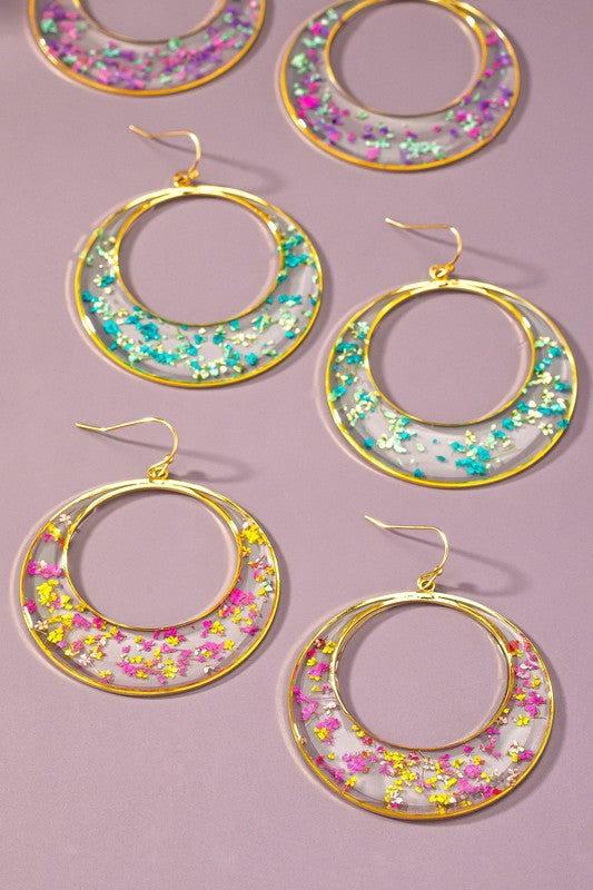 Dried Flower Hoop Earrings