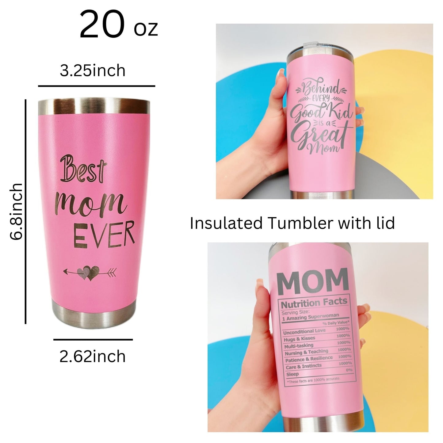20 oz Insulated Tumbler for Mom – Mother’s Day or Birthday Gift